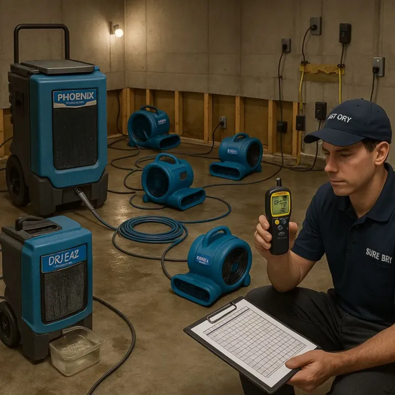 Structural Drying and Dehumidification process in Monaca, PA